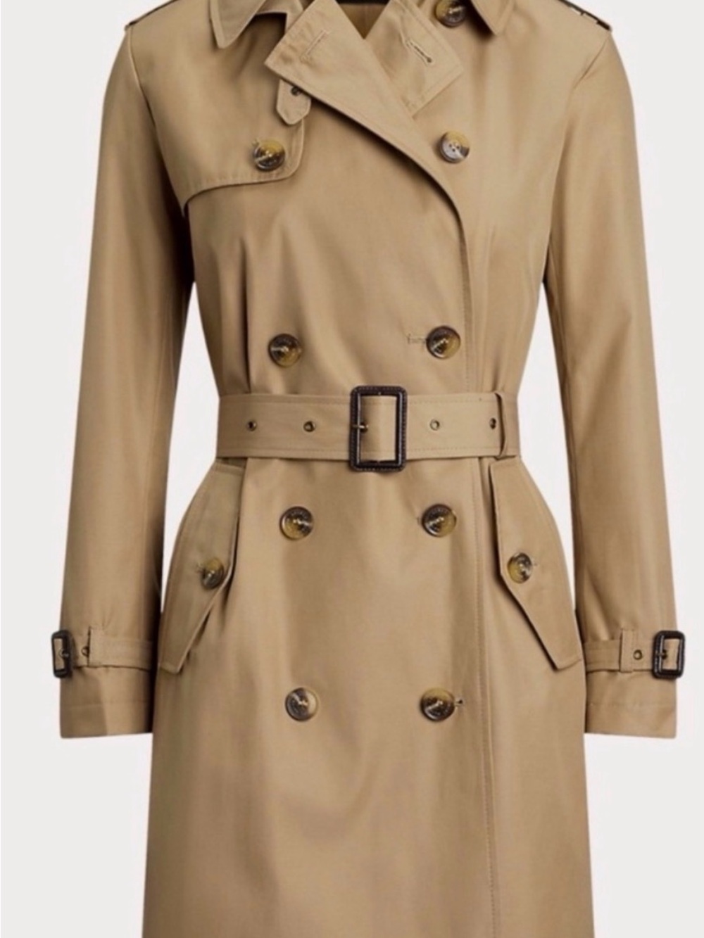 Lauren Ralph Lauren Women's Tan Double-Breasted Trench Coat - Picture 1 of 5